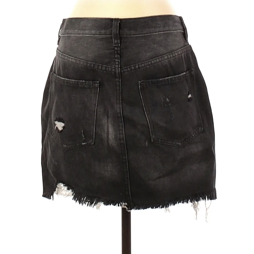 Distressed Destroyed Denim Mini Skirt - We the Free People